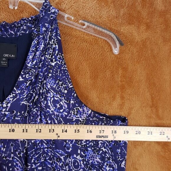 GREYLIN Womens Top XS Purple Pullover Tank Flowy Lined Chiffon 100% Silk - Picture 7 of 9